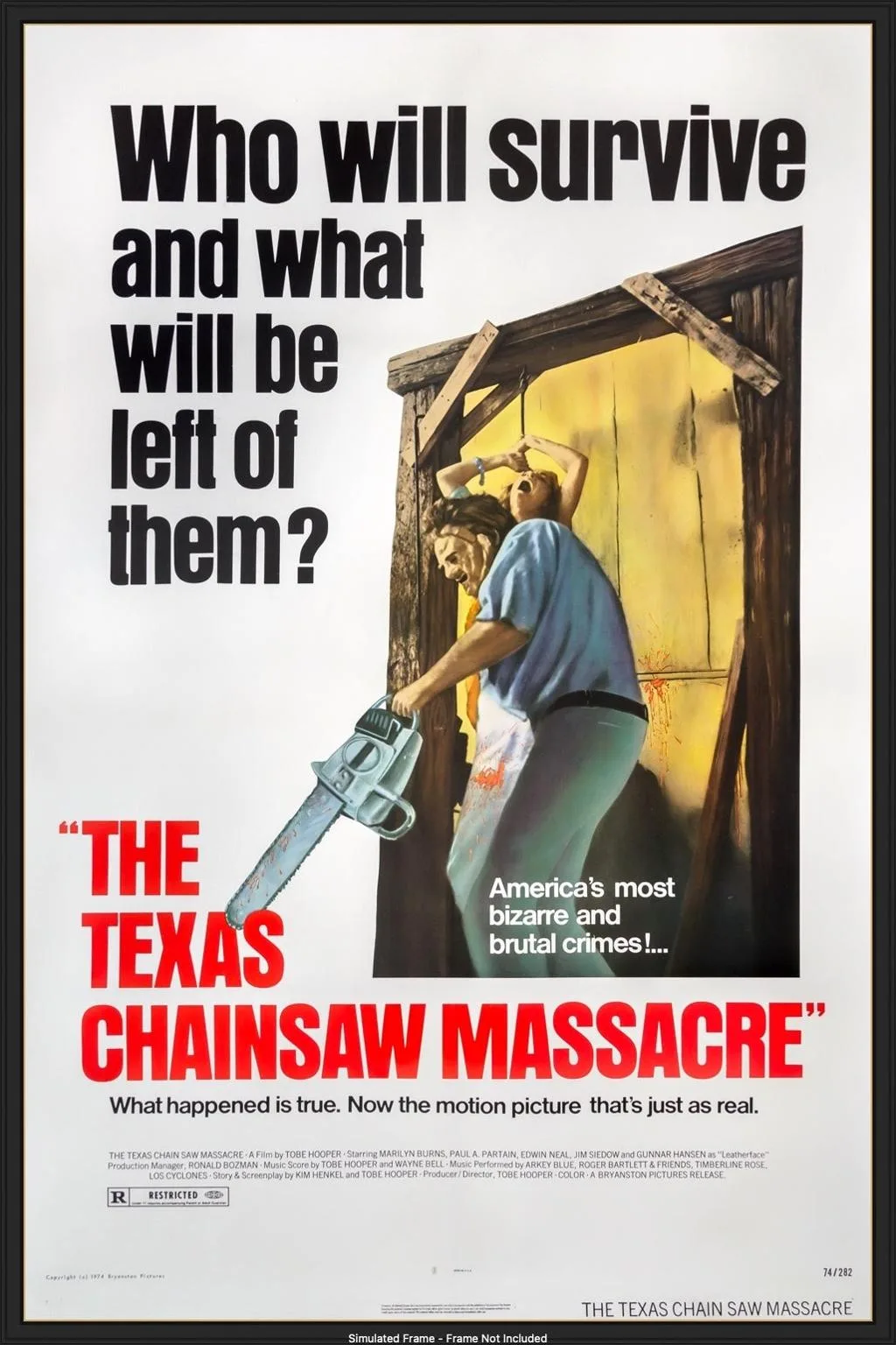 The Texas Chain Saw Massacre film poster, showing a threatened figure near the house.